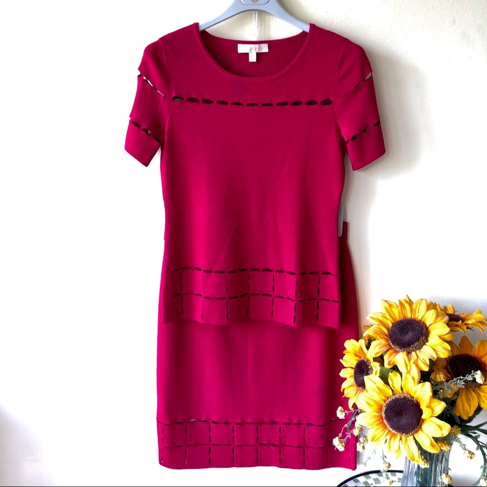 Etcetera pulse cutout top and skirt set size S